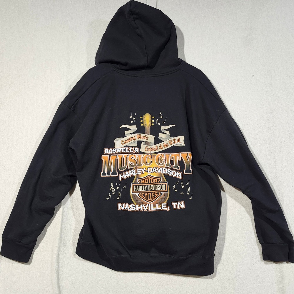 Harley-Davidson Mens Nashville Music City Zip Up Hoodie Black L Willie G Skull